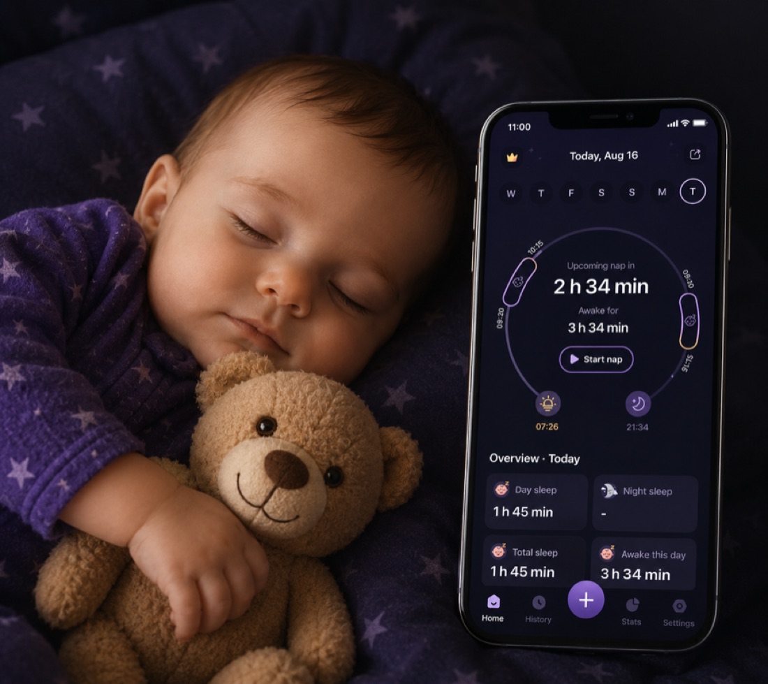 Parent holding baby — Luli baby sleep tracker