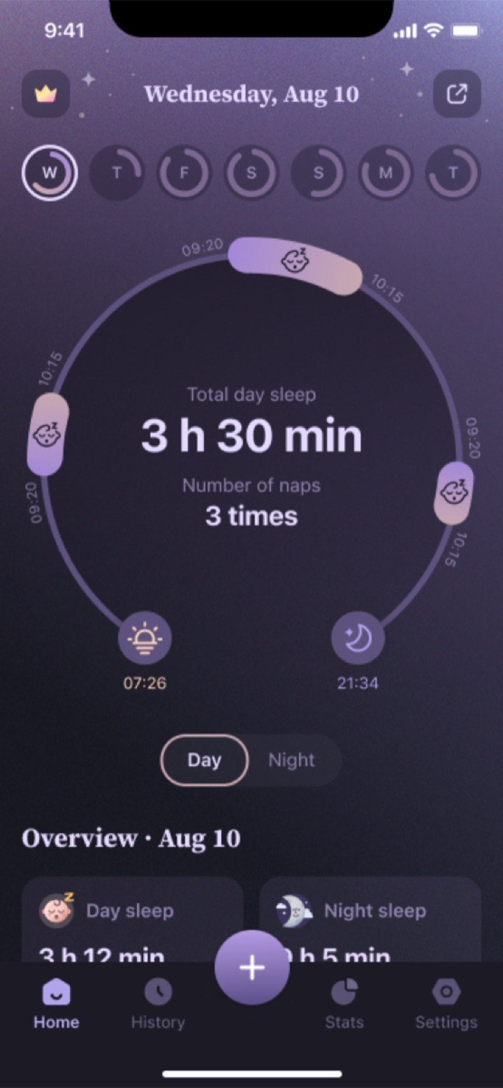 Luli home screen with the day timeline